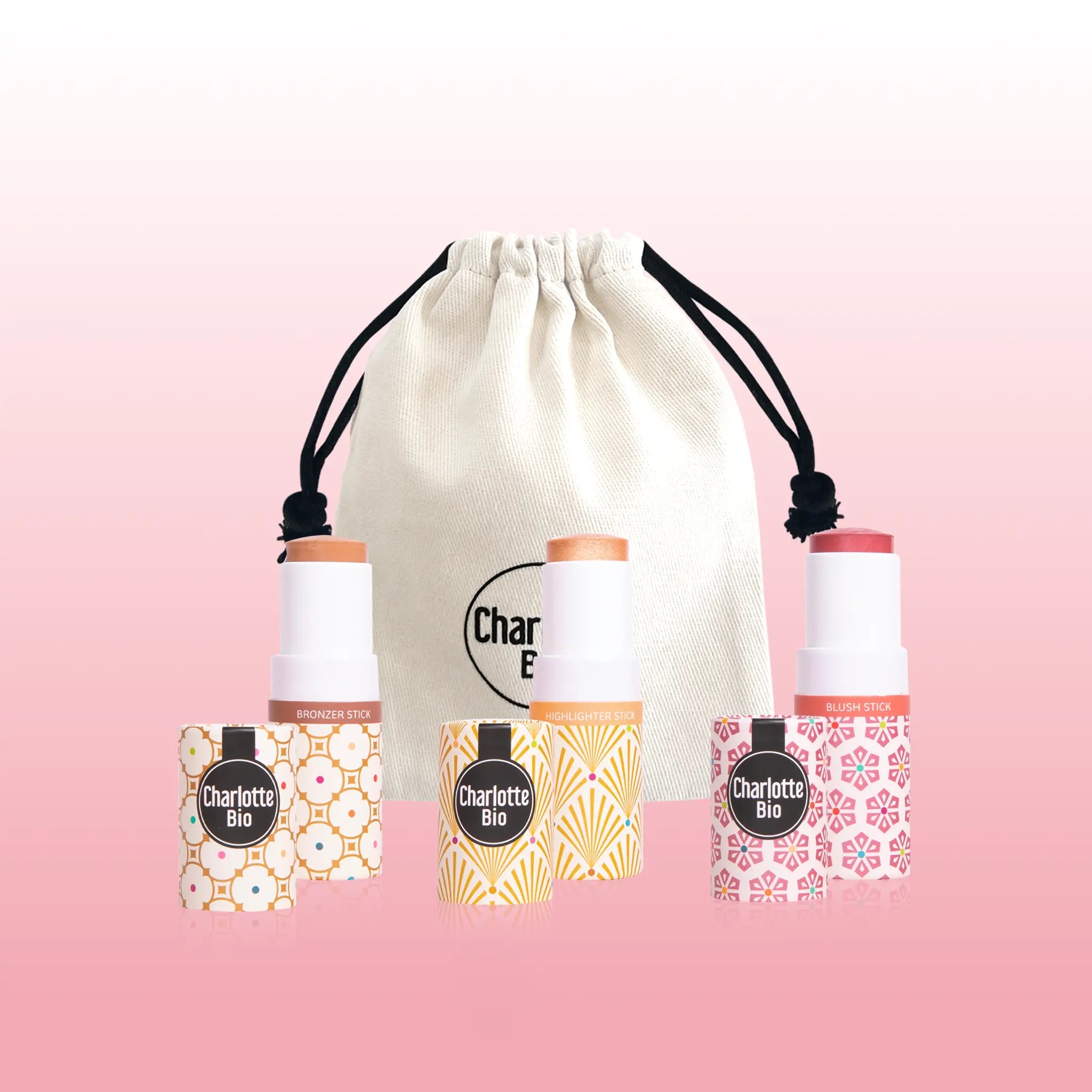 2024-11 - Complexion trio sticks: bronzer + blush + highlighter - Charlotte Bio